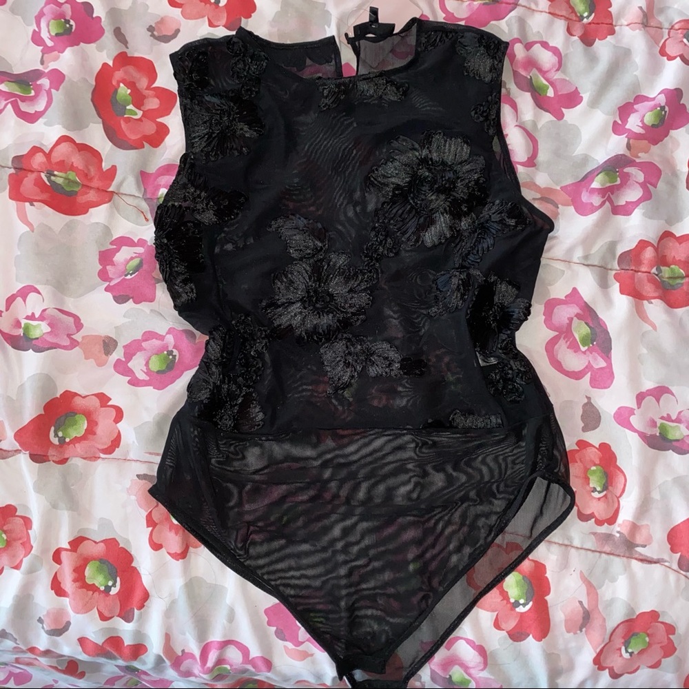 Mesh Floral Decal Bodysuit